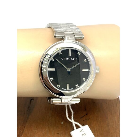 Xship.vn: New Versace New Lady Black Dial Steel Women Watch  Versace Women\'s Watch VE2J00521 Swiss Quartz Black Dial Silver Stainless Steel